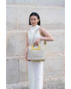 Sac à main en cuir Capri blanc cassé / jaune - 42x24x14,5 cm