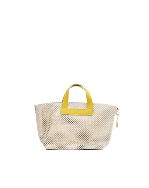 Sac à main en cuir Capri blanc cassé / jaune - 42x24x14,5 cm