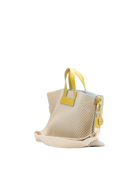 Sac à main en cuir Capri blanc cassé / jaune - 42x24x14,5 cm