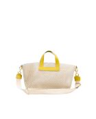 Sac à main en cuir Capri blanc cassé / jaune - 42x24x14,5 cm