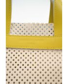 Sac à main en cuir Capri blanc cassé / jaune - 42x24x14,5 cm