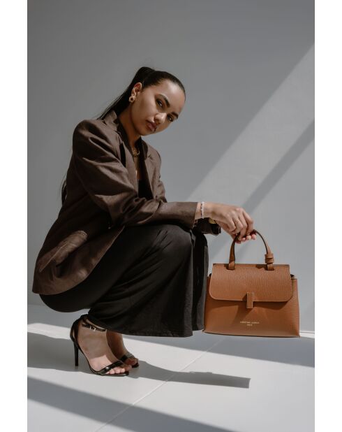 Sac à main en cuir Ciara camel - 27x19x9 cm