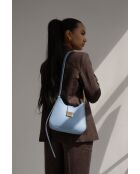 Borsa a tracolla Hely in pelle celeste - 24x22x6,5 cm