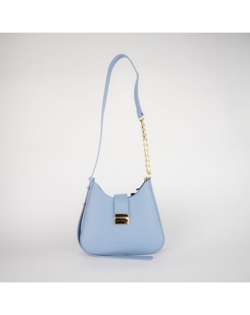 Sac à bandoulière en cuir Hely bleu ciel - 24x22x6.5 cm