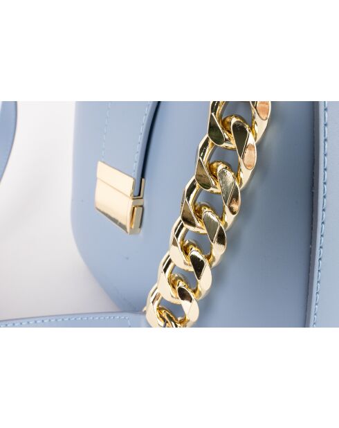 Sac à bandoulière en cuir Hely bleu ciel - 24x22x6.5 cm