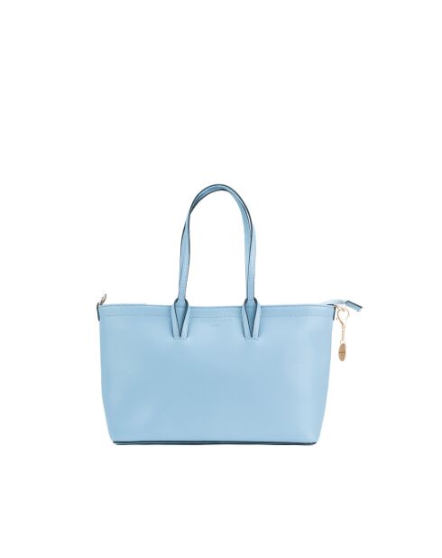 Himmelblaue Tragetasche aus Serinity-Leder - 40 x 22 x 11,5 cm