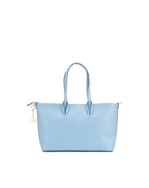 Himmelblaue Tragetasche aus Serinity-Leder - 40 x 22 x 11,5 cm