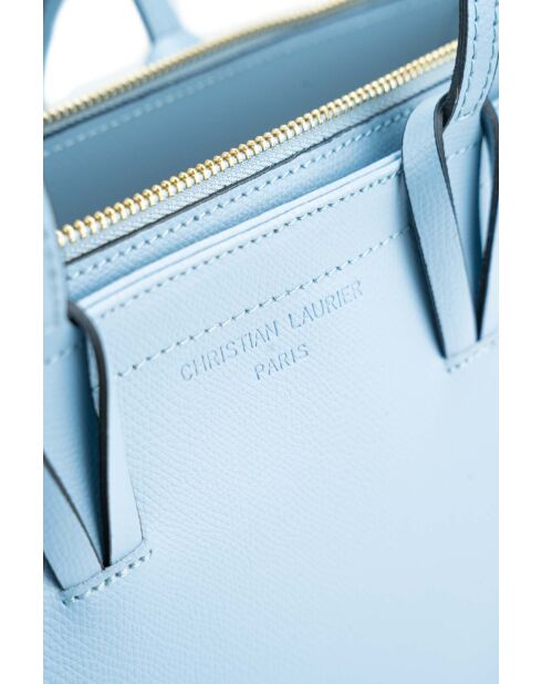 Himmelblaue Tragetasche aus Serinity-Leder - 40 x 22 x 11,5 cm