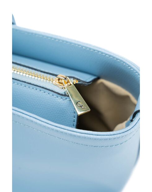 Himmelblaue Tragetasche aus Serinity-Leder - 40 x 22 x 11,5 cm