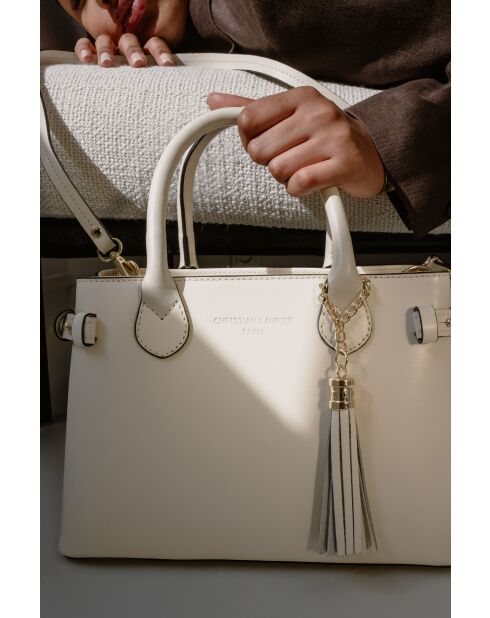 Sac à main en cuir Mini Anita beige - 30x19x13 cm