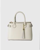 Sac à main en cuir Mini Anita beige - 30x19x13 cm