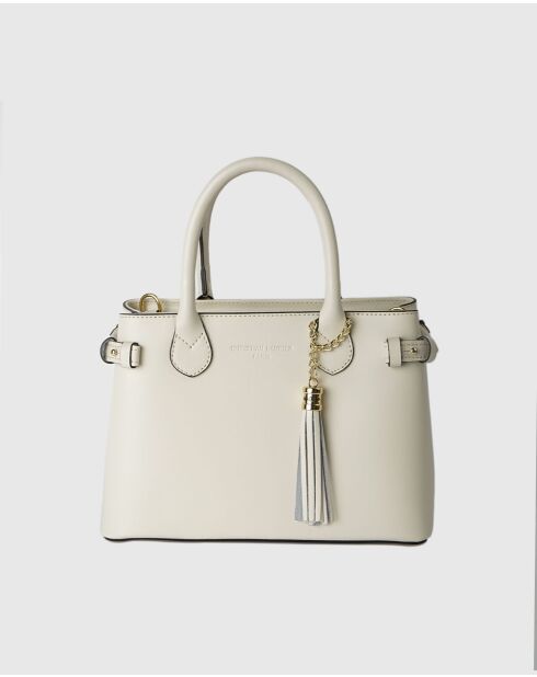 Sac à main en cuir Mini Anita beige - 30x19x13 cm