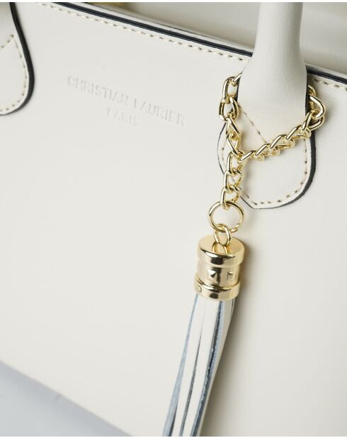 Sac à main en cuir Mini Anita beige - 30x19x13 cm