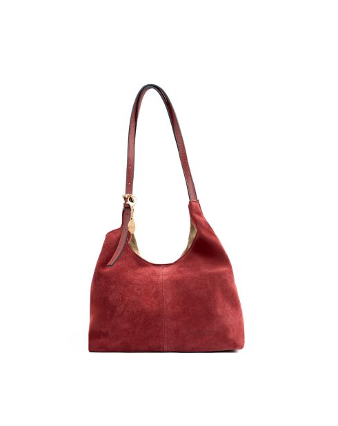Sac porte épaule en cuir Sierra bordeaux - 37x22x14 cm