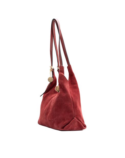 Sac porte épaule en cuir Sierra bordeaux - 37x22x14 cm