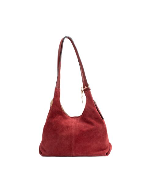 Sac porte épaule en cuir Sierra bordeaux - 37x22x14 cm