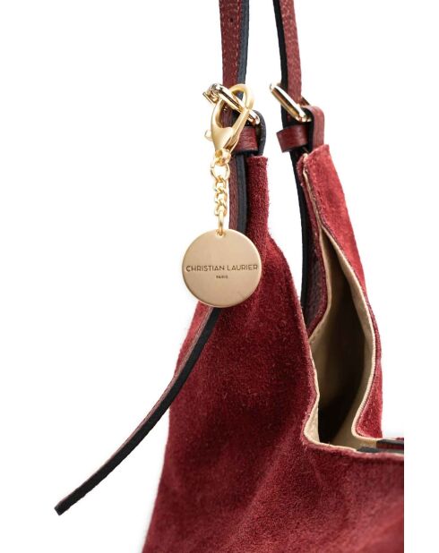 Sac porte épaule en cuir Sierra bordeaux - 37x22x14 cm