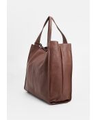 Maxi Agathe Tragetasche aus Leder in Schokoladenbraun - 38,5 x 37 x 10 cm