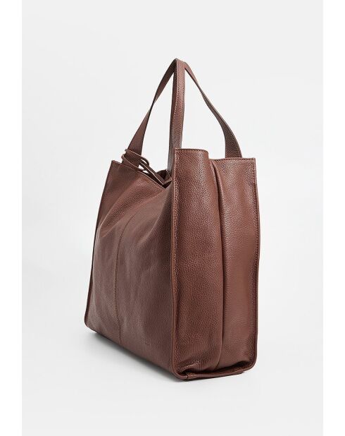Maxi Agathe Tragetasche aus Leder in Schokoladenbraun - 38,5 x 37 x 10 cm
