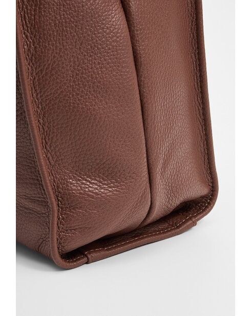 Maxi Agathe Tragetasche aus Leder in Schokoladenbraun - 38,5 x 37 x 10 cm