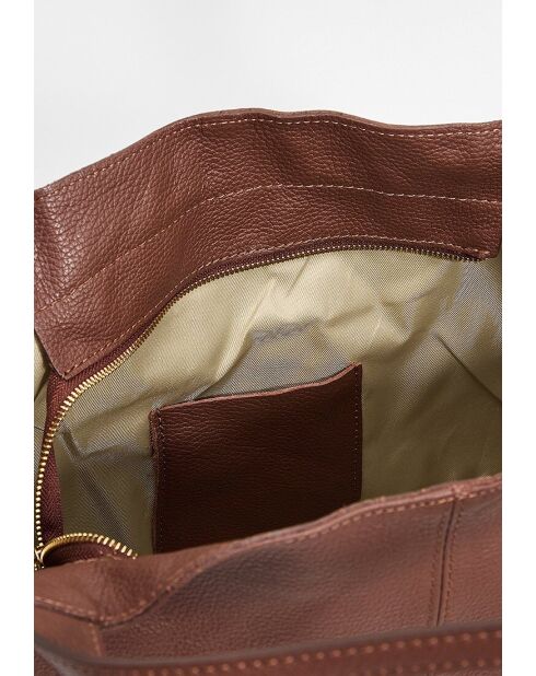 Maxi Agathe Tragetasche aus Leder in Schokoladenbraun - 38,5 x 37 x 10 cm