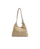 Sac porte épaule en cuir Sierra beige - 37x22x14 cm