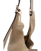 Sac porte épaule en cuir Sierra beige - 37x22x14 cm