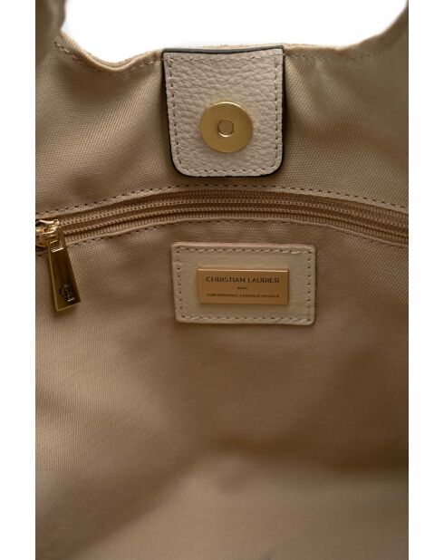 Sac porte épaule en cuir Sierra beige - 37x22x14 cm