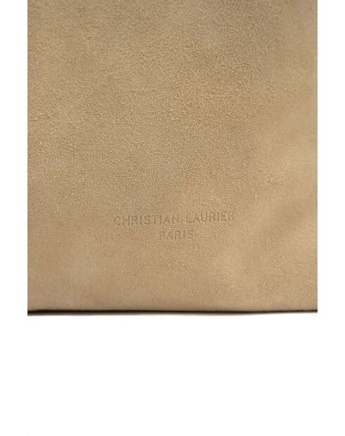 Sac porte épaule en cuir Sierra beige - 37x22x14 cm
