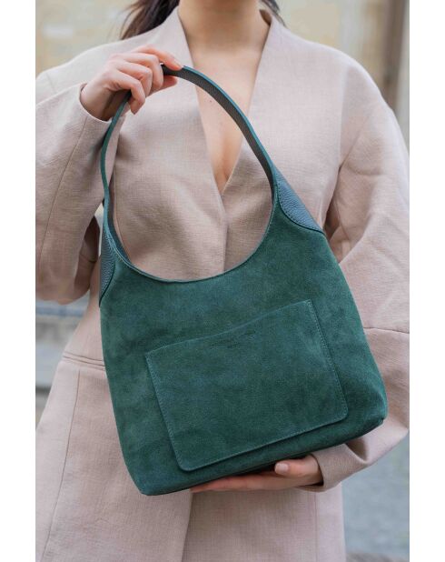 Sac porte épaule en cuir Calma vert - 26x31x5 cm