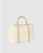 Diana Tragetasche aus Canvas-Leder helltaupe - 45x38,5 x16 cm
