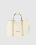 Diana Tragetasche aus Canvas-Leder helltaupe - 45x38,5 x16 cm