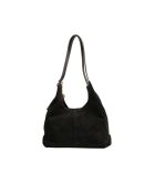 Sierra zwarte leren schoudertas - 37x22x14 cm