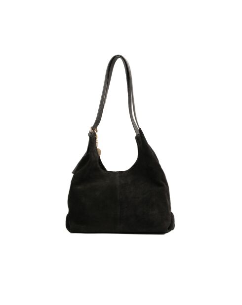 Sierra zwarte leren schoudertas - 37x22x14 cm