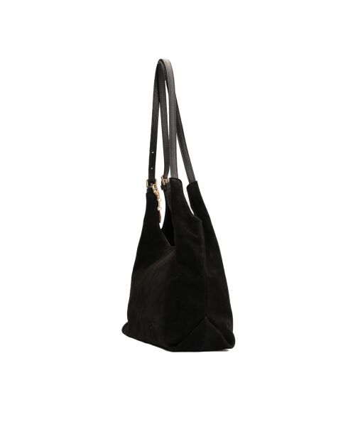 Sierra zwarte leren schoudertas - 37x22x14 cm