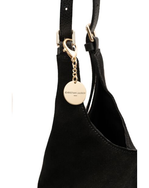 Sierra zwarte leren schoudertas - 37x22x14 cm