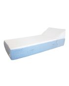 Lit bain de soleil 1 place en mousse - Blanc avec motifs bleus - 80x180x26cm