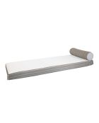 Matelas réversible double ou simple - Recto tissu rayé Bayadère & verso blanc - 200x75x13 cm + têtière diam 20cm