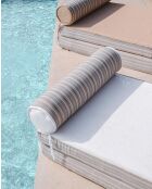 Matelas réversible double ou simple - Recto tissu rayé Bayadère & verso blanc - 200x75x13 cm + têtière diam 20cm