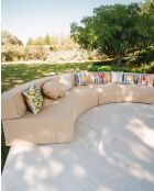 Canapé banquette demi-lune - Beige raphia
 - 200x100x40 cm