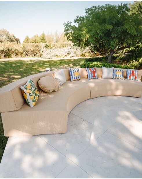 Canapé banquette demi-lune - Beige raphia
 - 200x100x40 cm