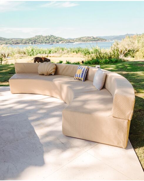 Canapé banquette demi-lune - Beige raphia
 - 200x100x40 cm