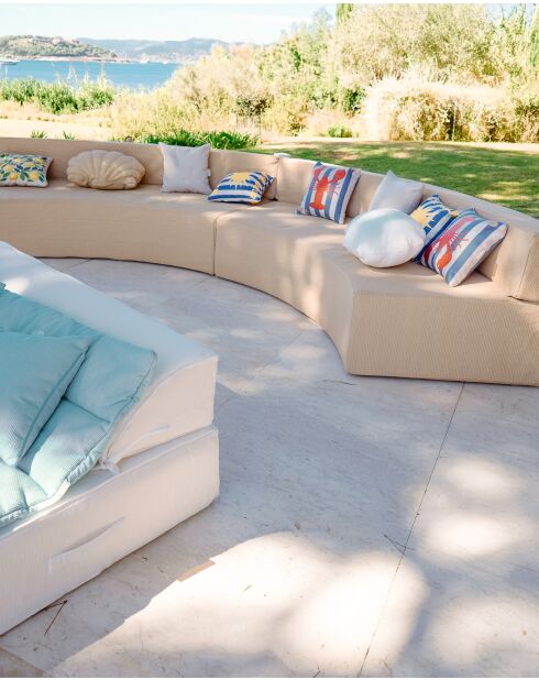 Canapé banquette demi-lune - Beige raphia
 - 200x100x40 cm