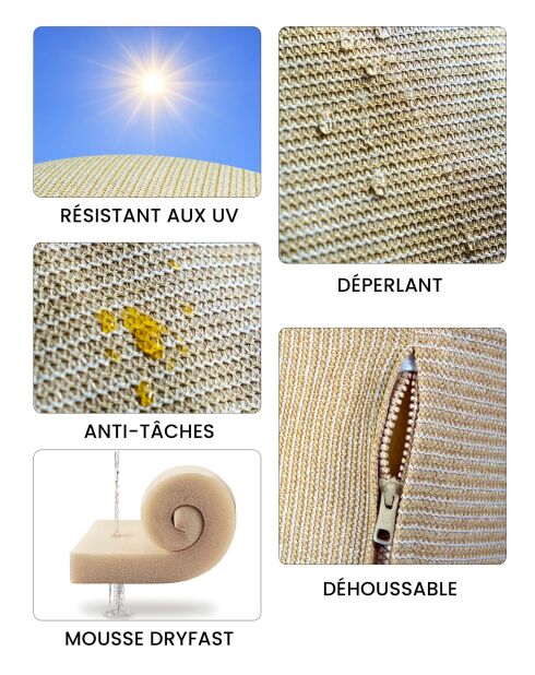 Canapé banquette demi-lune - Beige raphia
- 200x100x40 cm