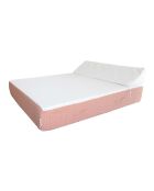 Lit bain de soleil 2 places en mousse - Blanc avec motifs oranges - 160x180x26cm