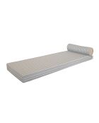 Matelas réversible double ou simple - Recto tissu rayé Bayadère & verso beige raphia - 200x75x13 cm + têtière diam 20cm