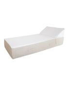 Lit bain de soleil 1 place en mousse - Blanc avec motifs beiges - 80x180x26cm