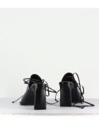 Mules à bouts carrés fermés en cuir Clean square noires - Talon 8 cm