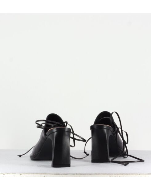 Mules à bouts carrés fermés en cuir Clean square noires - Talon 8 cm