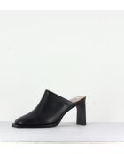 Mules à bouts carrés fermés en cuir Clean square noires - Talon 8 cm